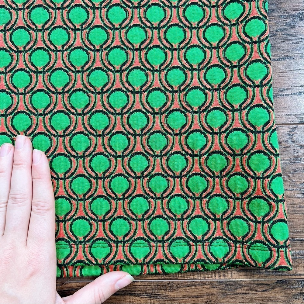 Maeve • Anthropologie Jacquard Shift Mini Dress green orange dots retro mod - Picture 7 of 14